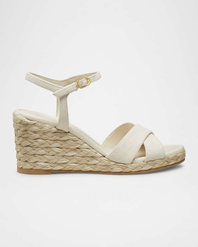 Dayna Denim Crisscross Wedge Espadrilles